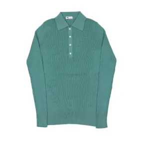 AAlgua long sleeve knitted polo shirt in teal ribbed cotton