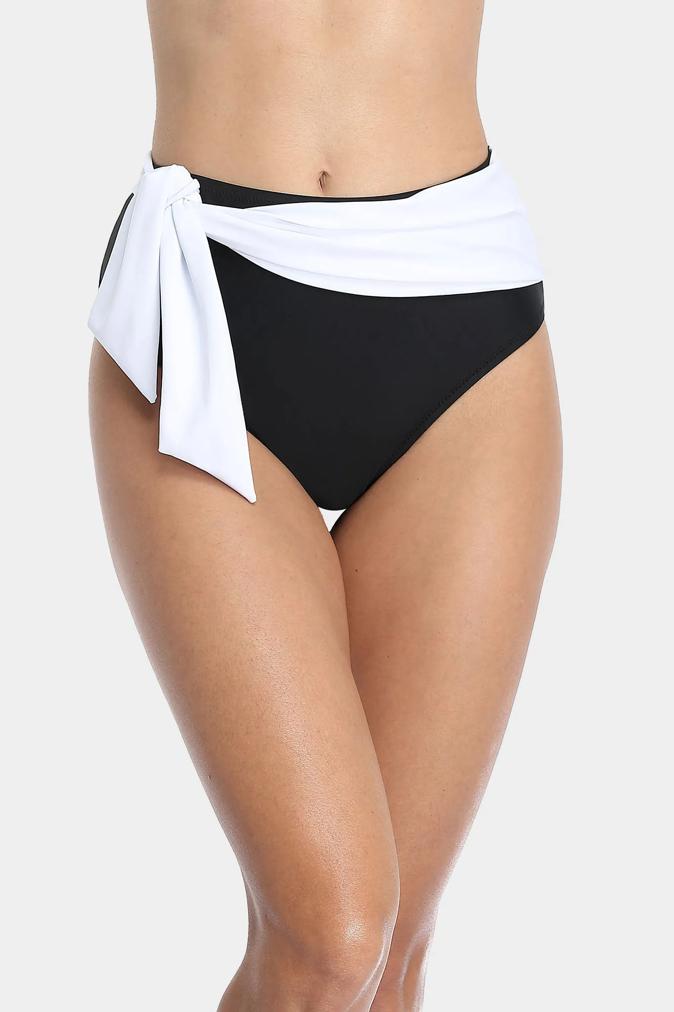 Attraco High Waisted Two Tone Tie Front Bikini Swim Bottom