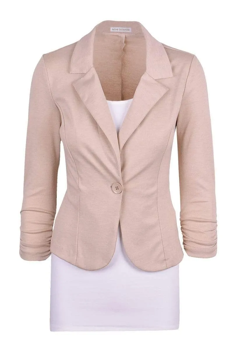 Auliné Collection Women's Casual Work Solid Color Knit Blazer