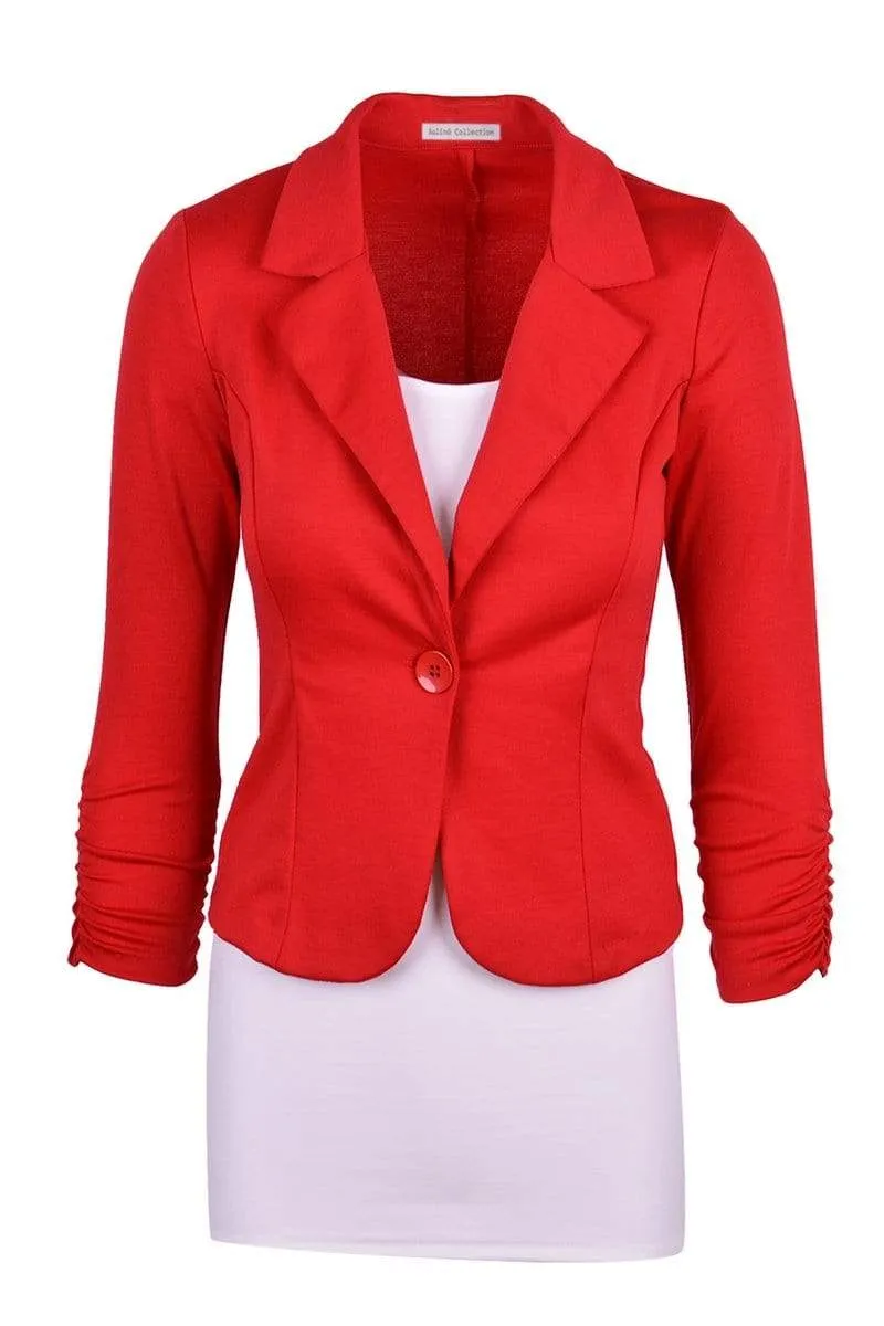 Auliné Collection Women's Casual Work Solid Color Knit Blazer