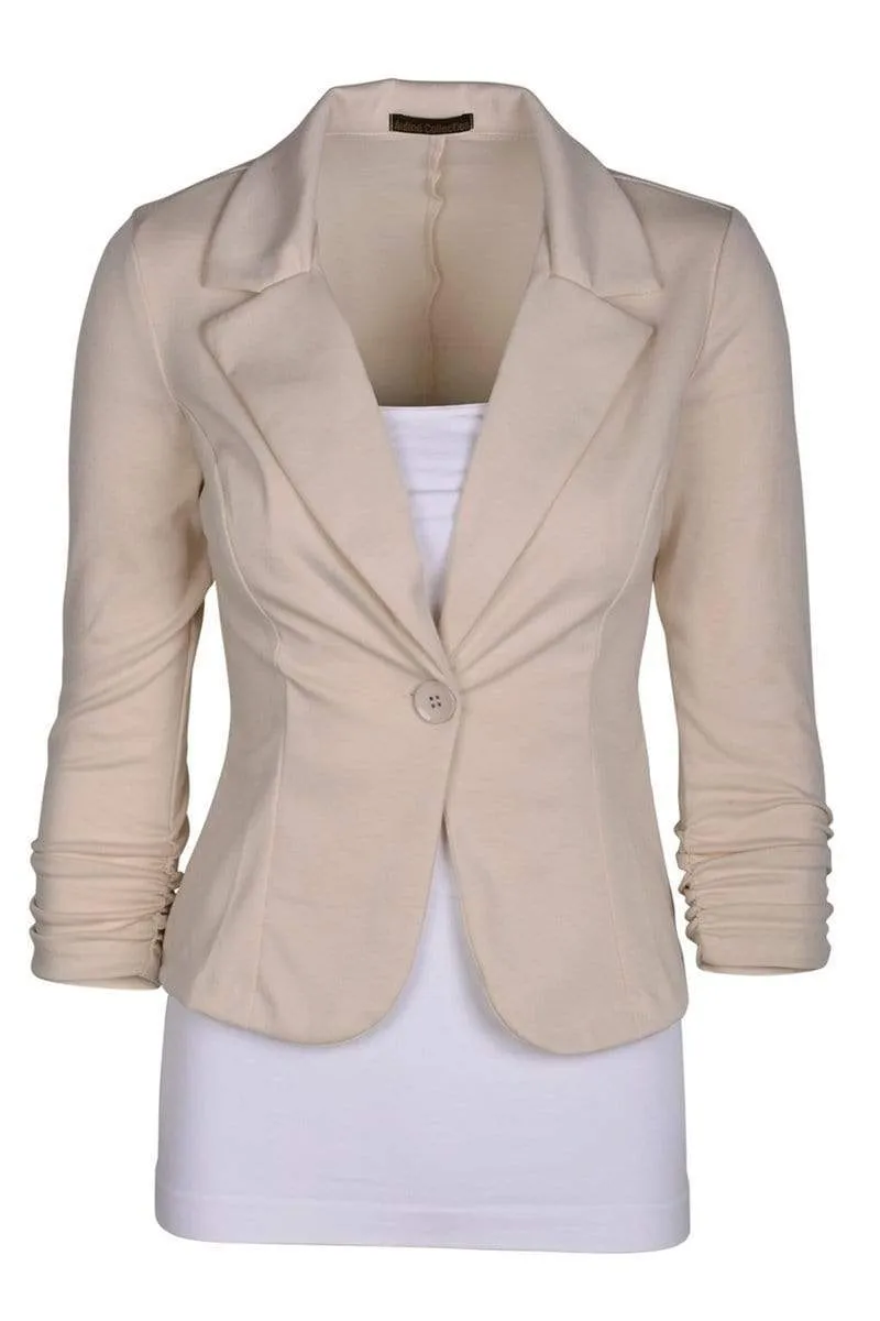 Auliné Collection Women's Casual Work Solid Color Knit Blazer