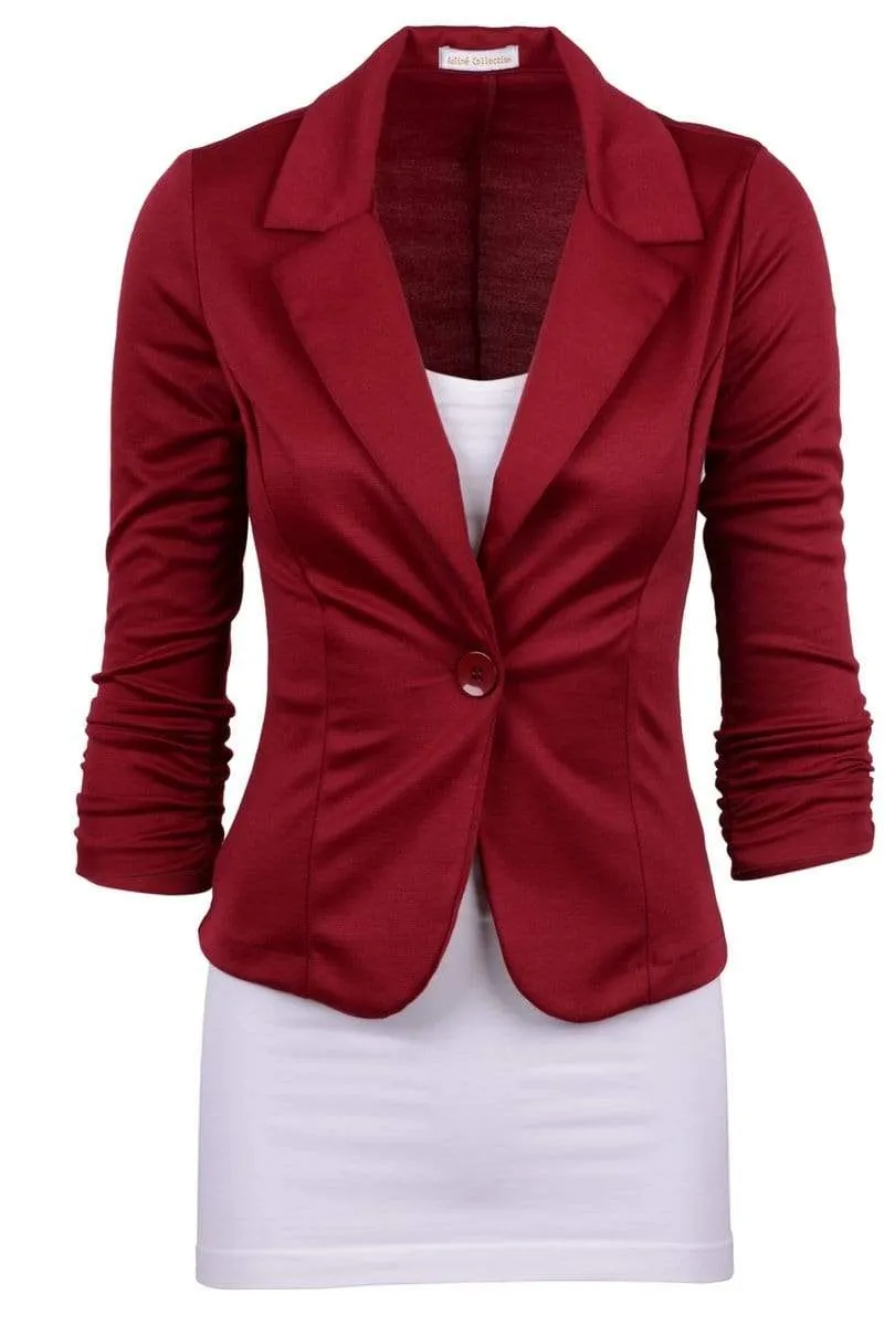 Auliné Collection Women's Casual Work Solid Color Knit Blazer