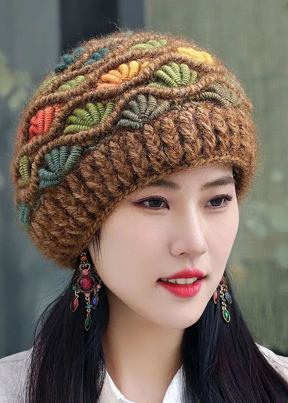 Beautiful Resilient Warm Fleece Handmade Knit Beret Hat