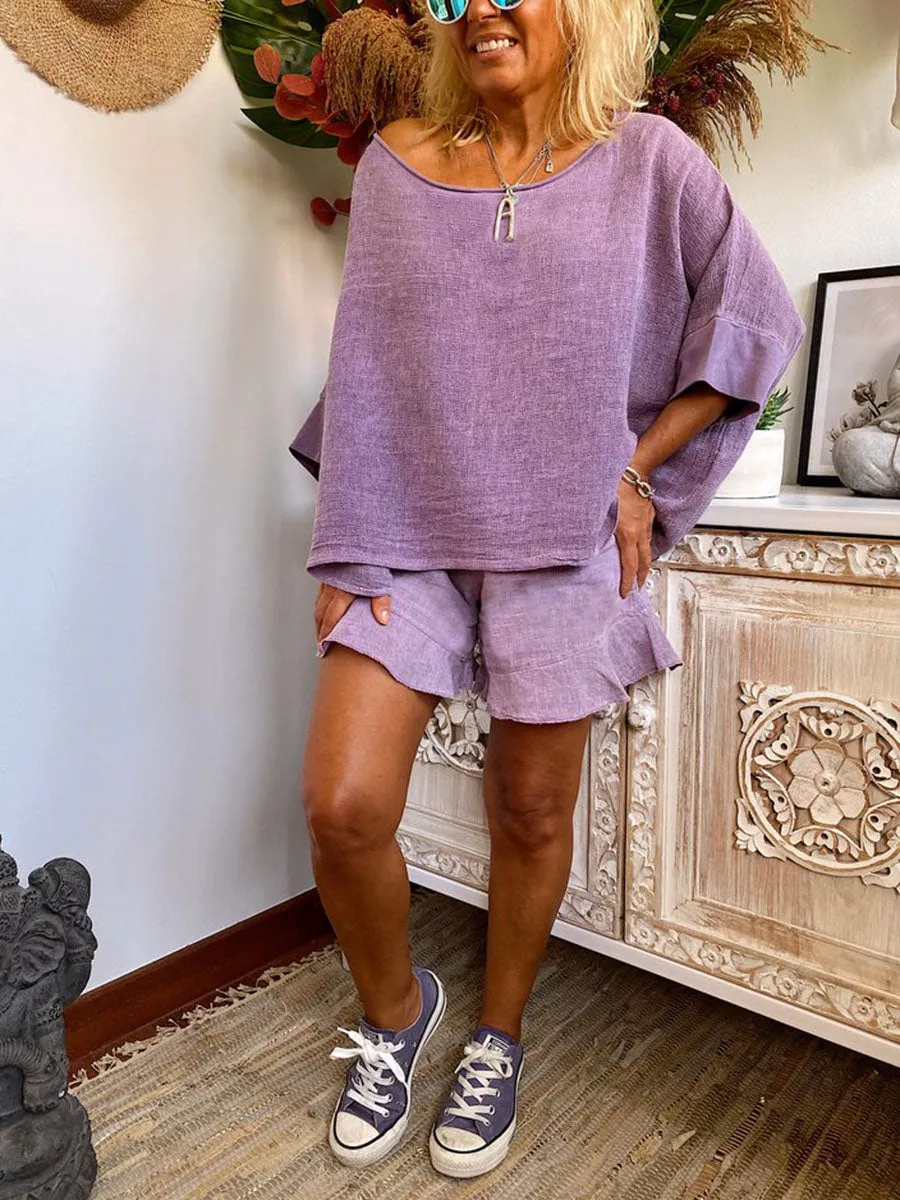 Casual Loose Comfortable Top Shorts Set