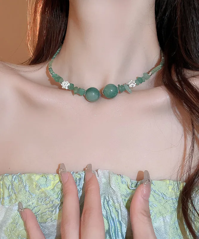 Chic Green Alloy Gem Stone Zircon Beading Choker WQ028