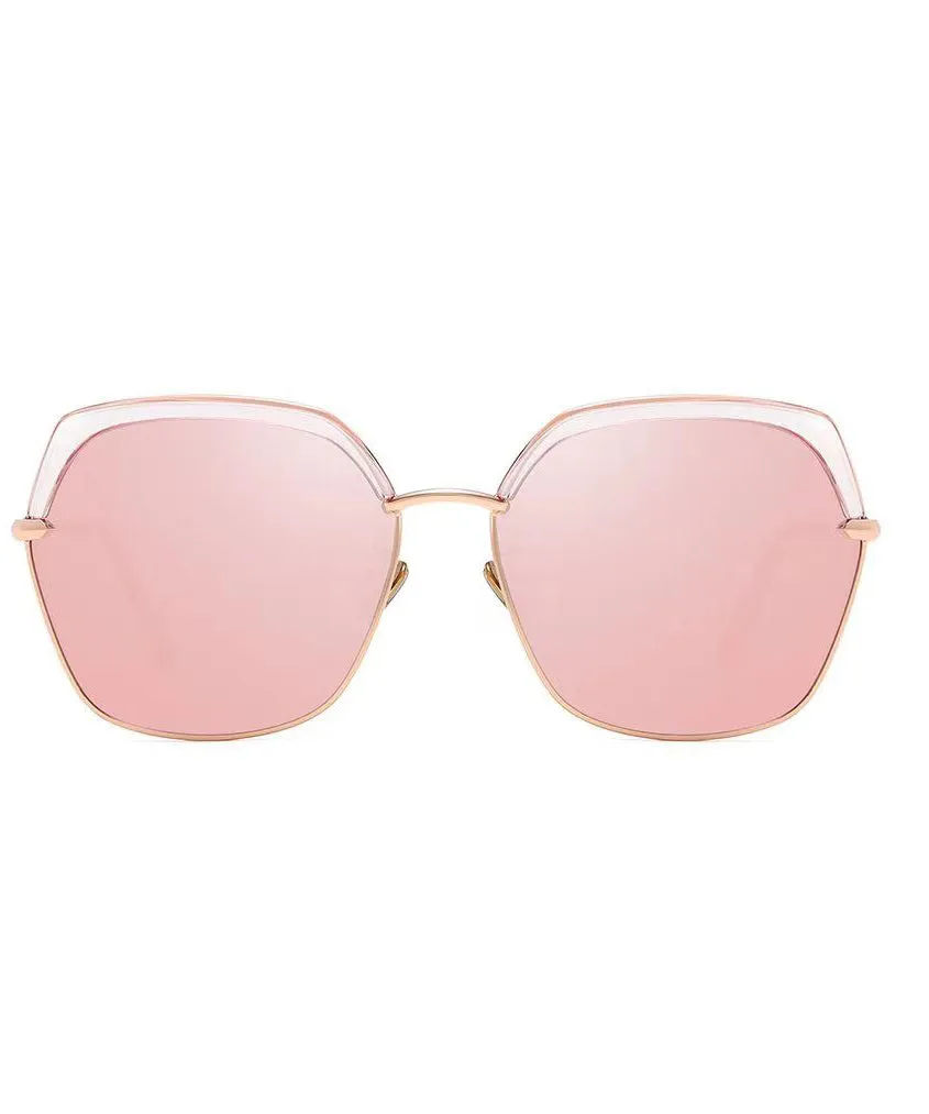 Chic Pink Sun Protection And Large Frame Round Face Sunglasses XS1062