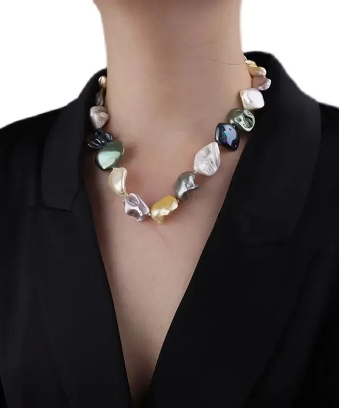 Chic Rainbow Pearl Shell Gratuated Bead Necklace ML0337