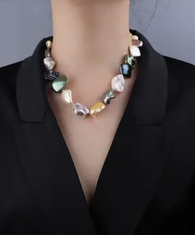 Chic Rainbow Pearl Shell Gratuated Bead Necklace ML0337