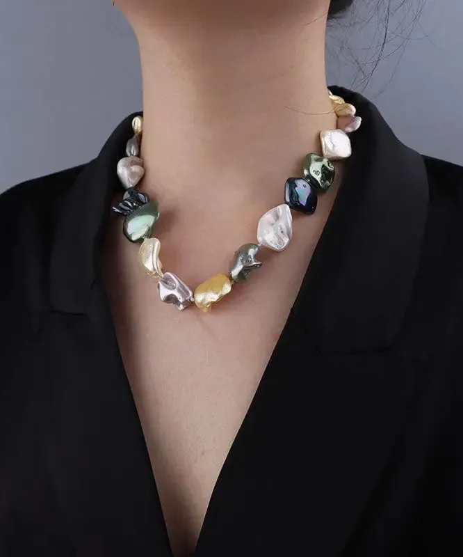 Chic Rainbow Pearl Shell Gratuated Bead Necklace ML0337