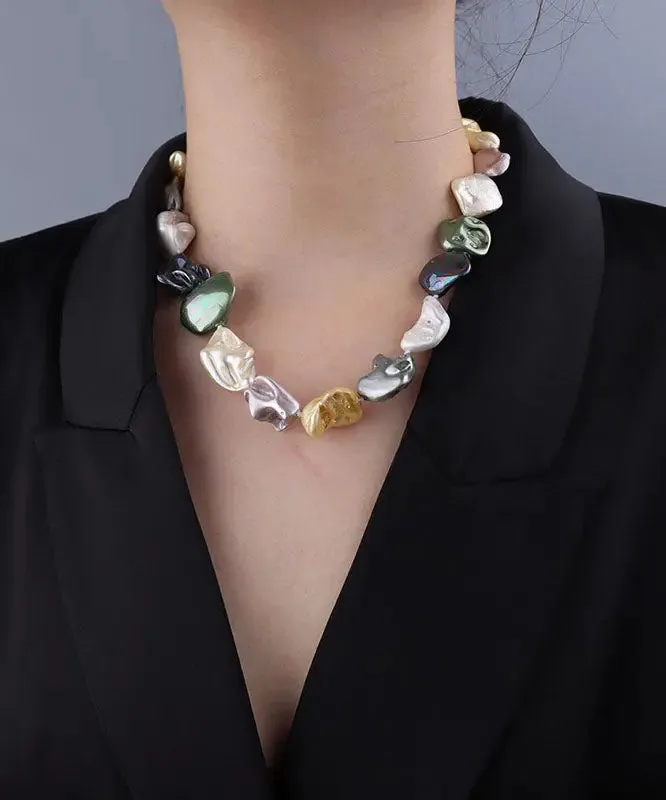 Chic Rainbow Pearl Shell Gratuated Bead Necklace ML0337