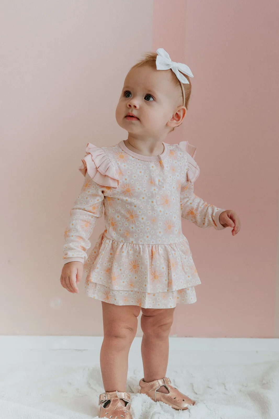 CHILD OF MINE ONESIE FLUTTER DRESS -  RAY OF SUNSHINE