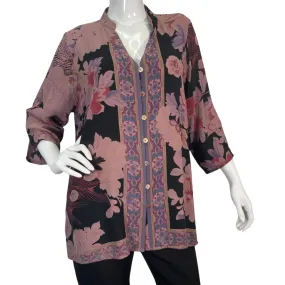 Citron Stylish Purple Flowers Blouse