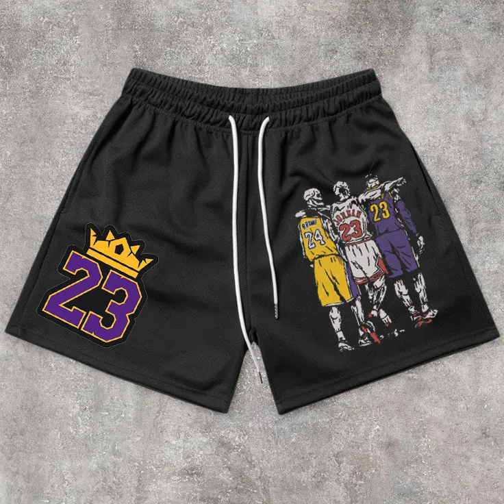 Comfortable Street Basketball Pattern Retro Shorts