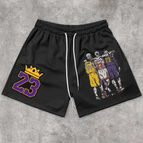 Comfortable Street Basketball Pattern Retro Shorts