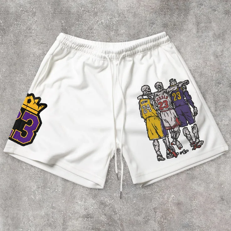 Comfortable Street Basketball Pattern Retro Shorts