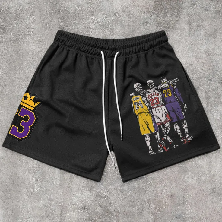 Comfortable Street Basketball Pattern Retro Shorts