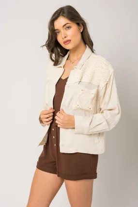 CROCHET MIX LINEN JACKET