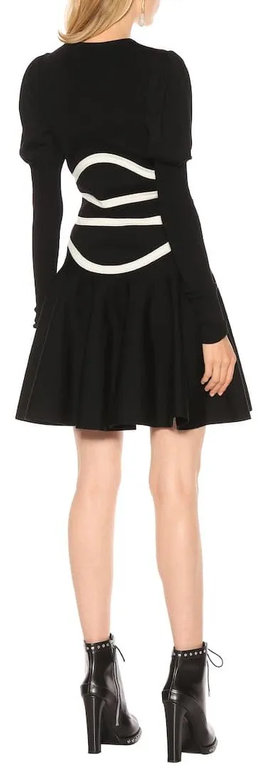 Cut-Out Knitted Dress, Black