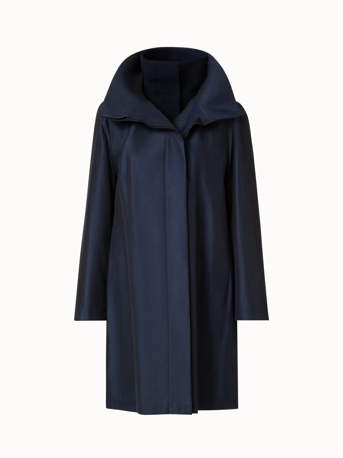 Double-Layered Wool Coat with Detachable Silk Layer