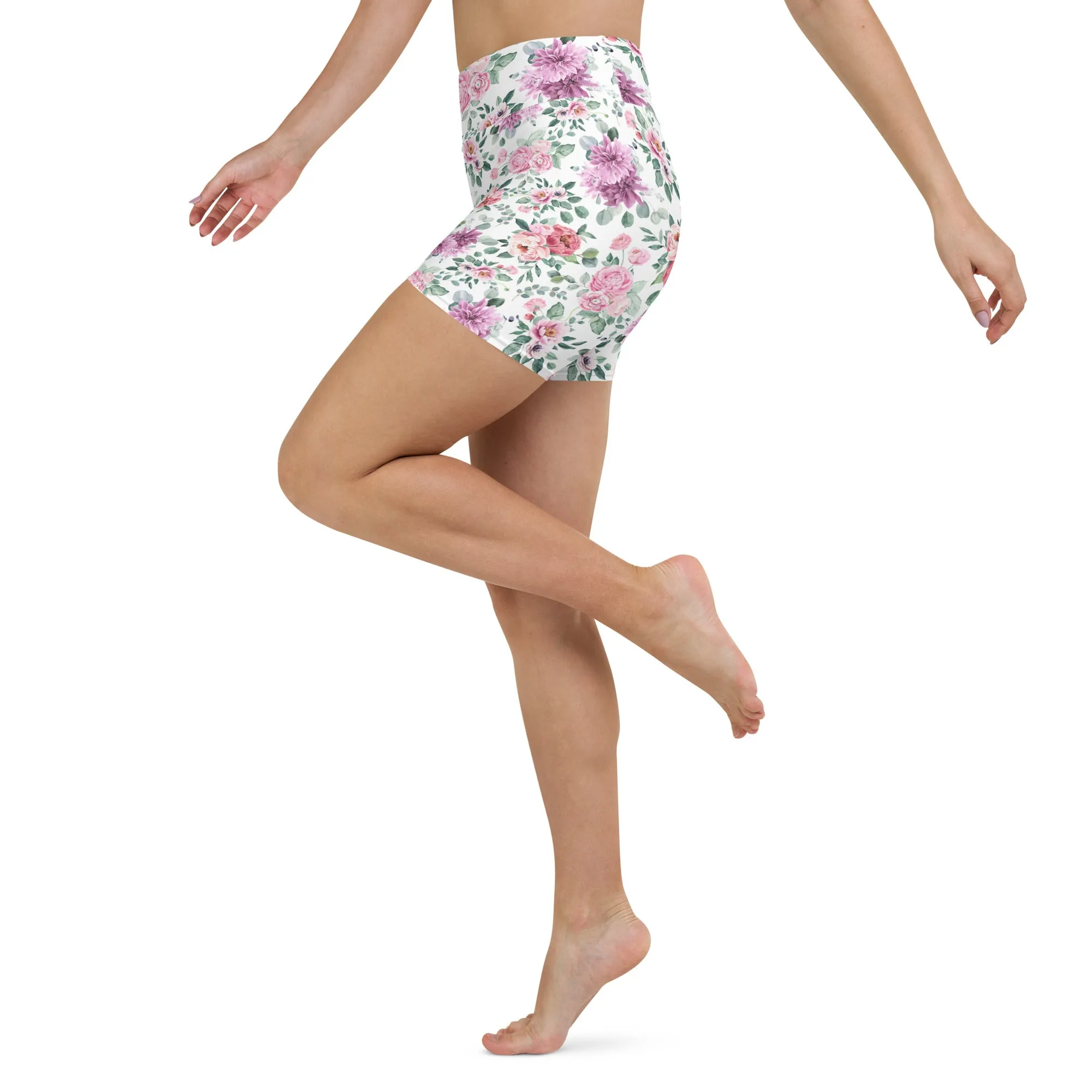 Fall Florals High-Waisted Yoga Shorts | Feminine & Comfortable