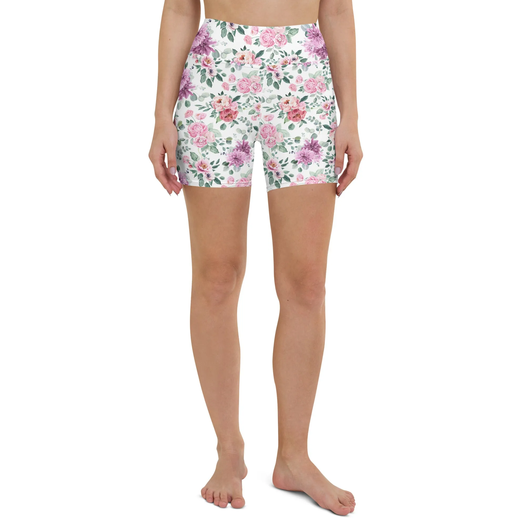 Fall Florals High-Waisted Yoga Shorts | Feminine & Comfortable