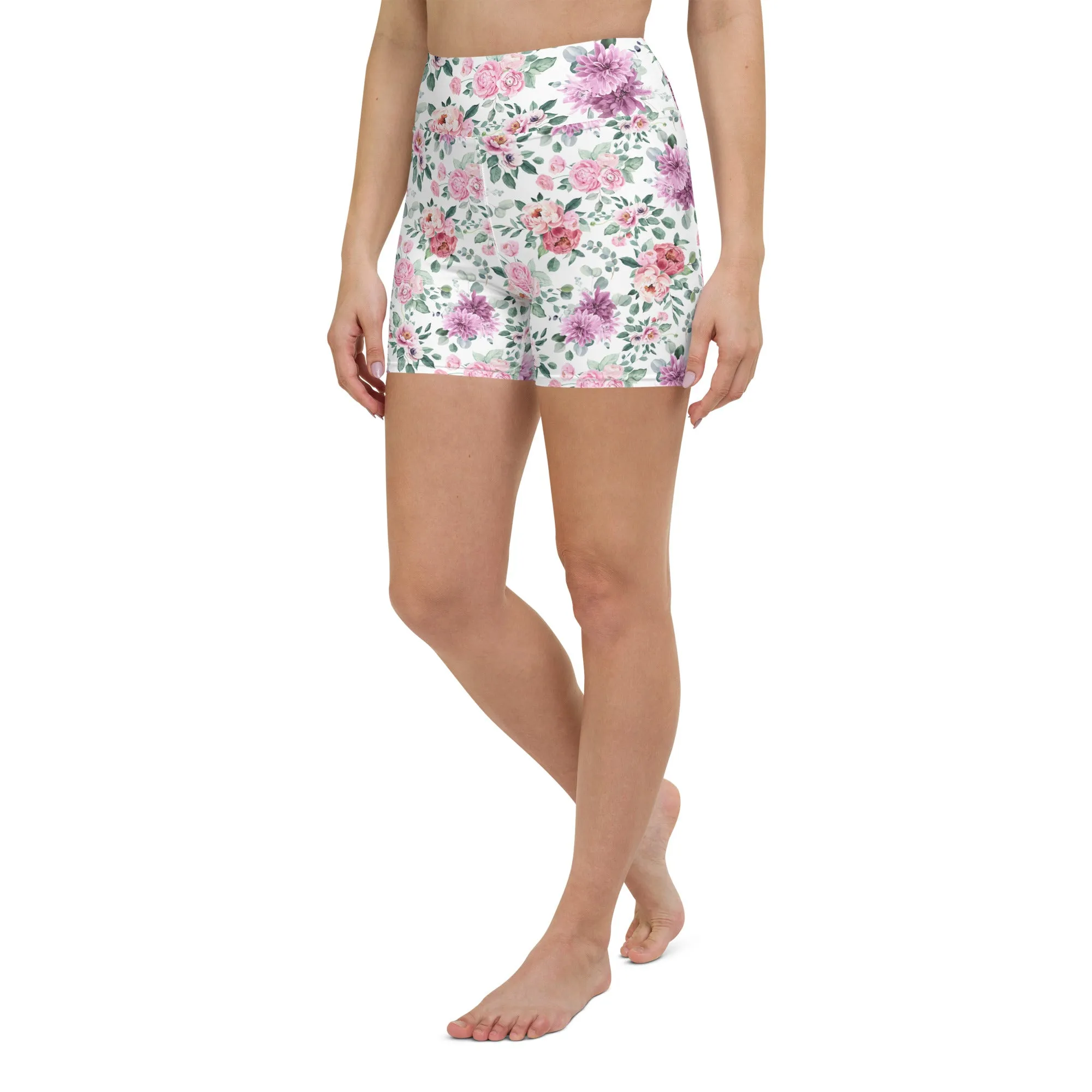 Fall Florals High-Waisted Yoga Shorts | Feminine & Comfortable