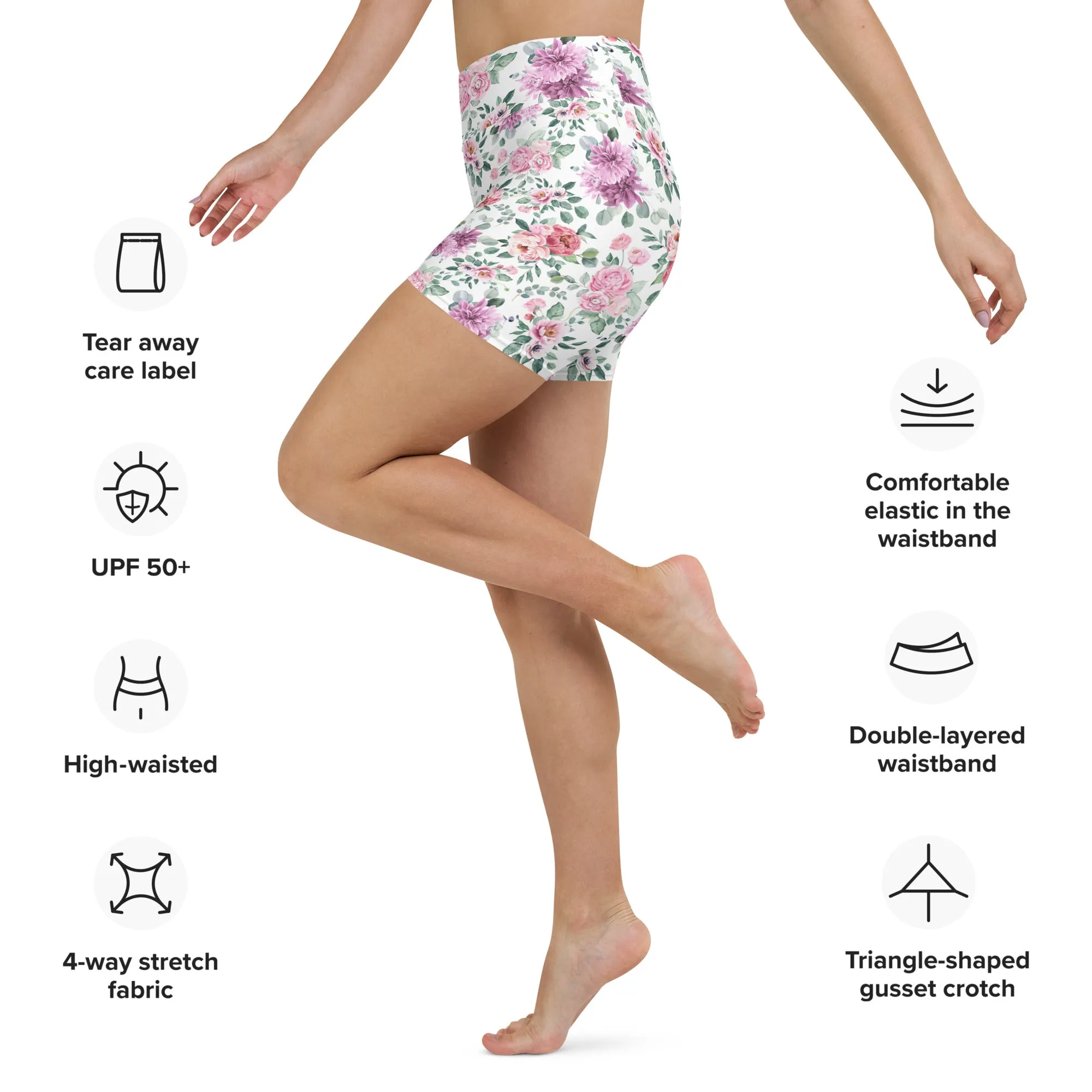 Fall Florals High-Waisted Yoga Shorts | Feminine & Comfortable