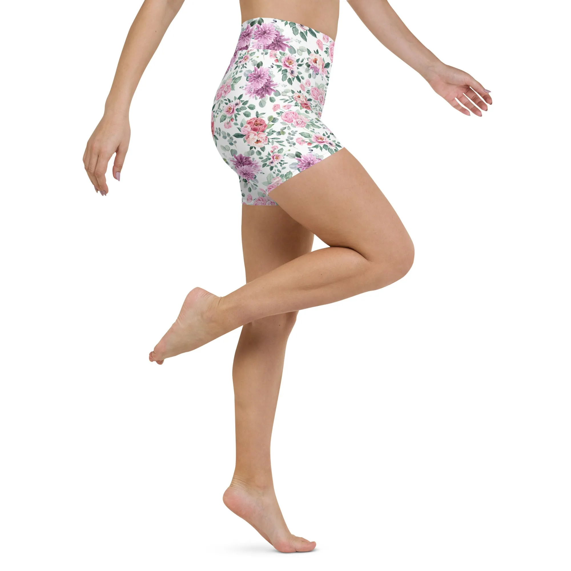 Fall Florals High-Waisted Yoga Shorts | Feminine & Comfortable