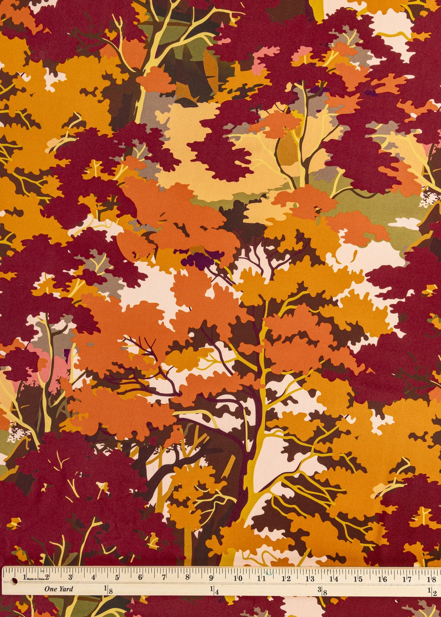 Fall Forest Viscose Print - Warm Tones - Swatch