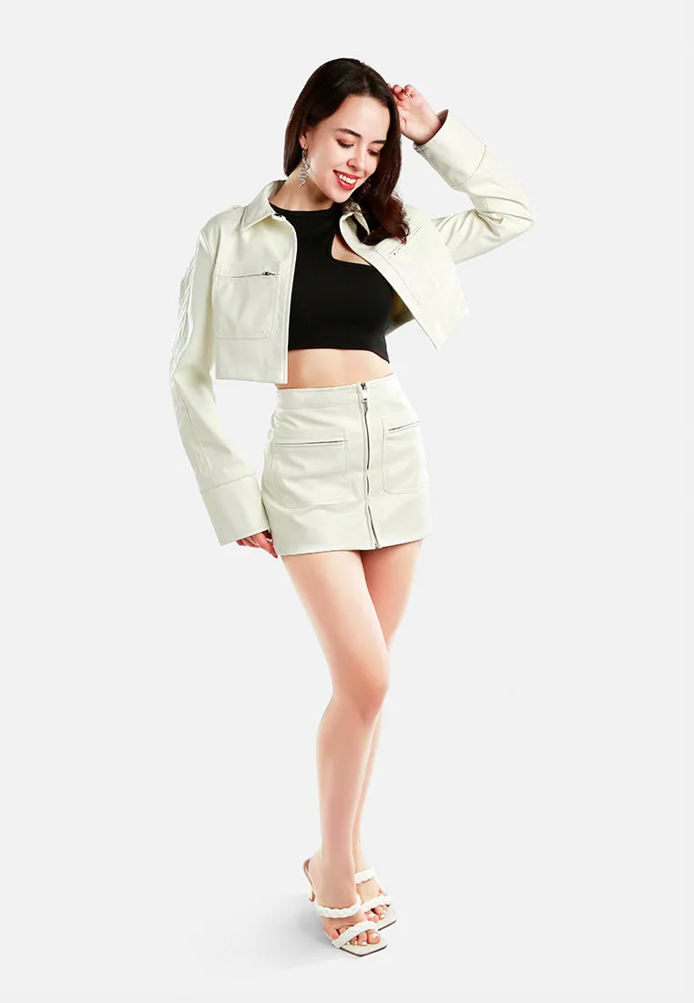 Faux Leather Crop Jacket