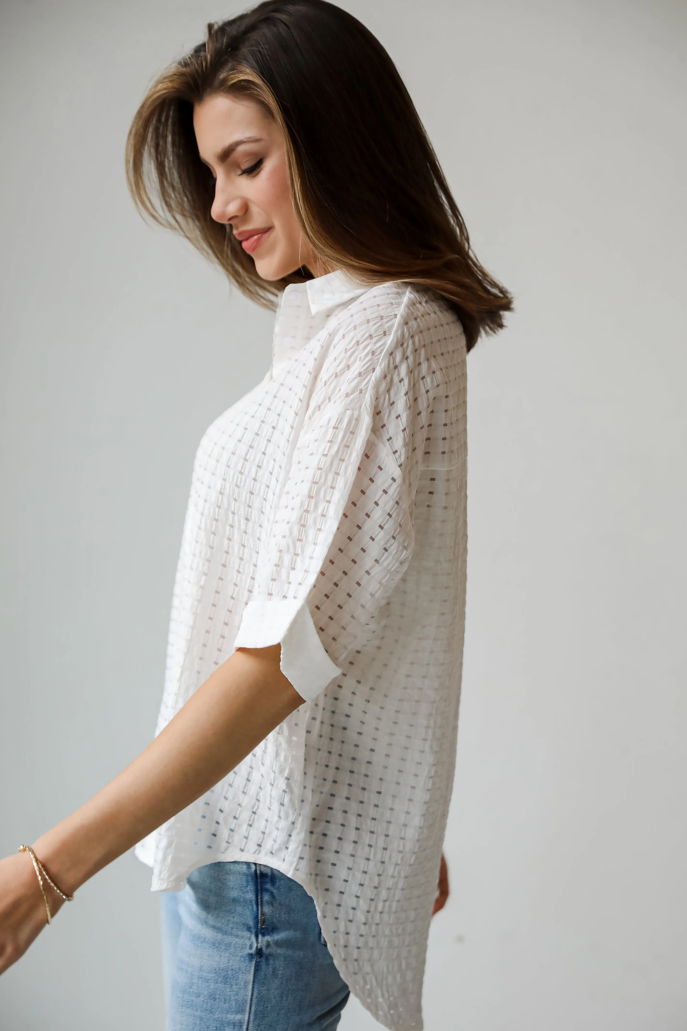 FINAL SALE - Essence Of Elegance White Button-Up Blouse