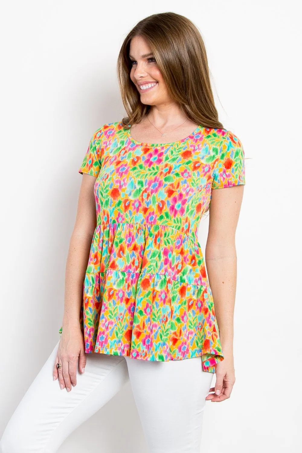 Floral Short Sleeve Babydoll Top