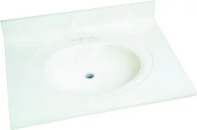 Foremost WS-2231 Vanity Top, 31 in OAL, 22 in OAW, Marble, Solid White, Oval Bowl, Countertop Edge :EA: QUANTITY: 1