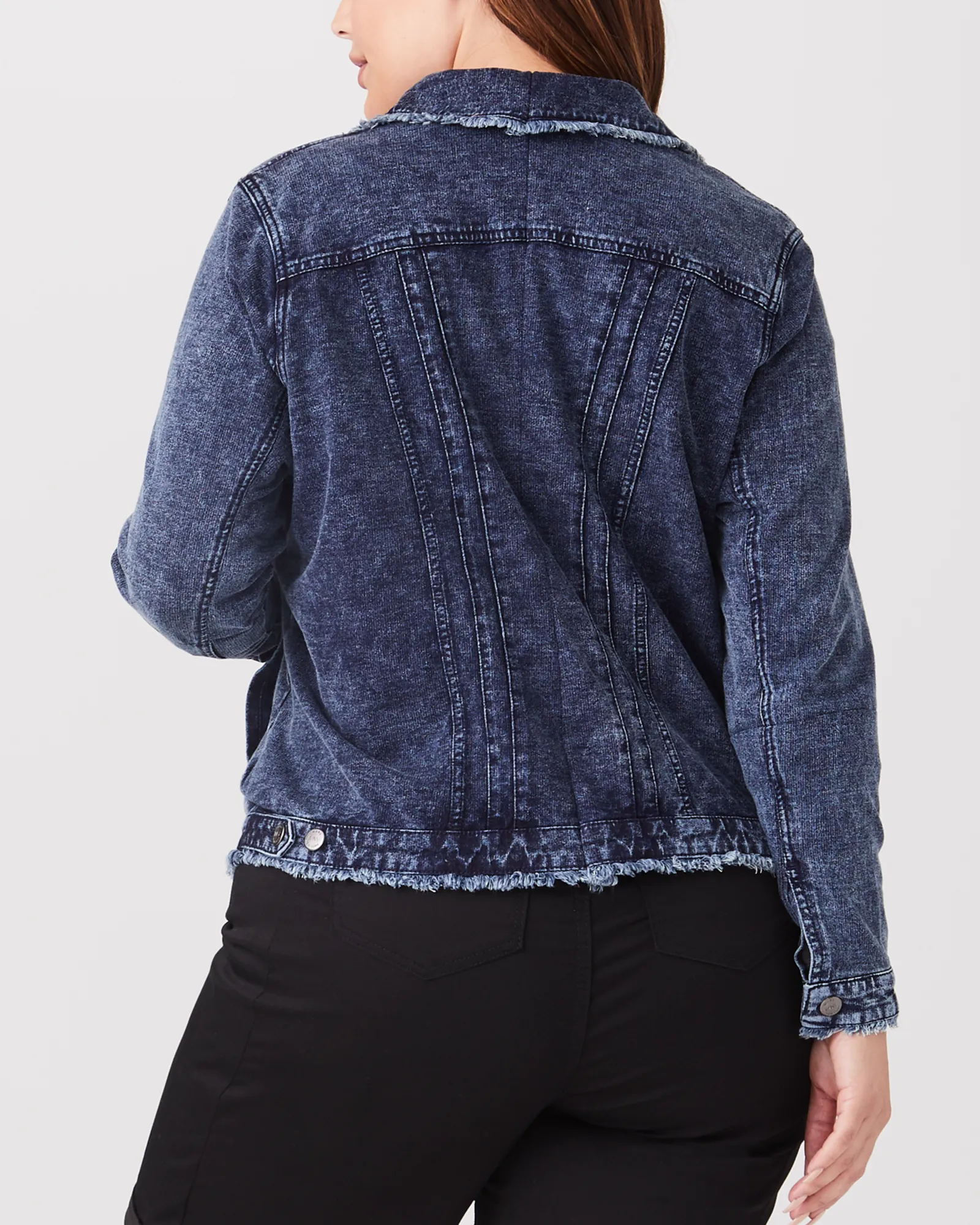 Frances Frayed Denim Jacket | Dark Wash