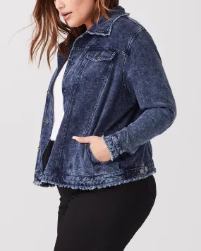 Frances Frayed Denim Jacket | Dark Wash