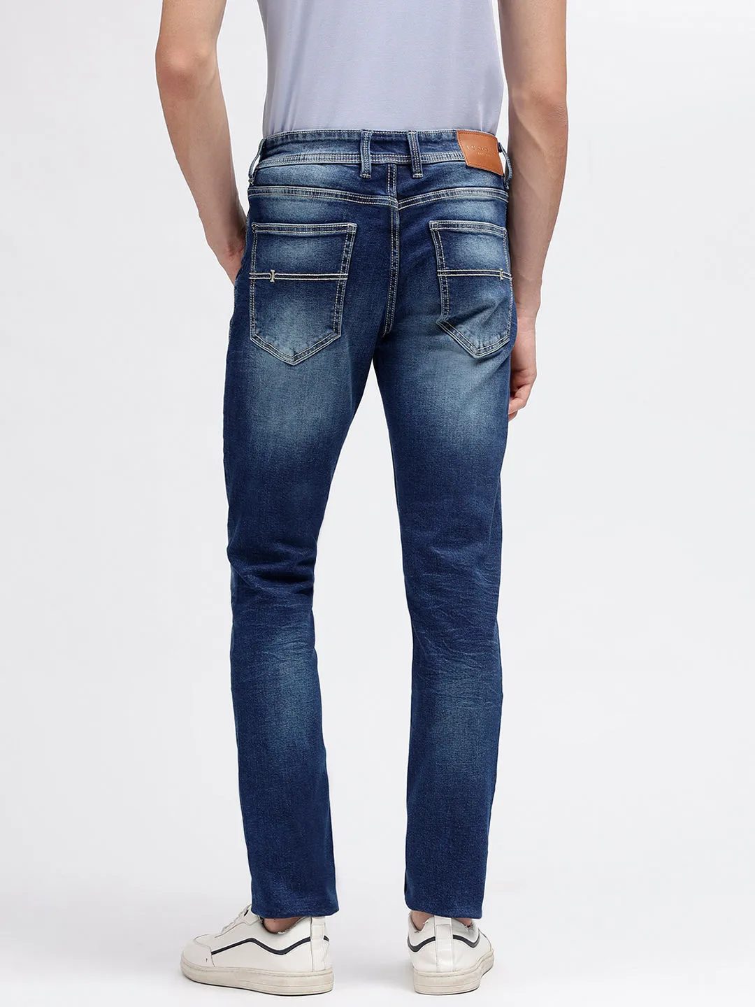 Iconic Men Blue Washed Mid-Rise Skinny Fit Jeans