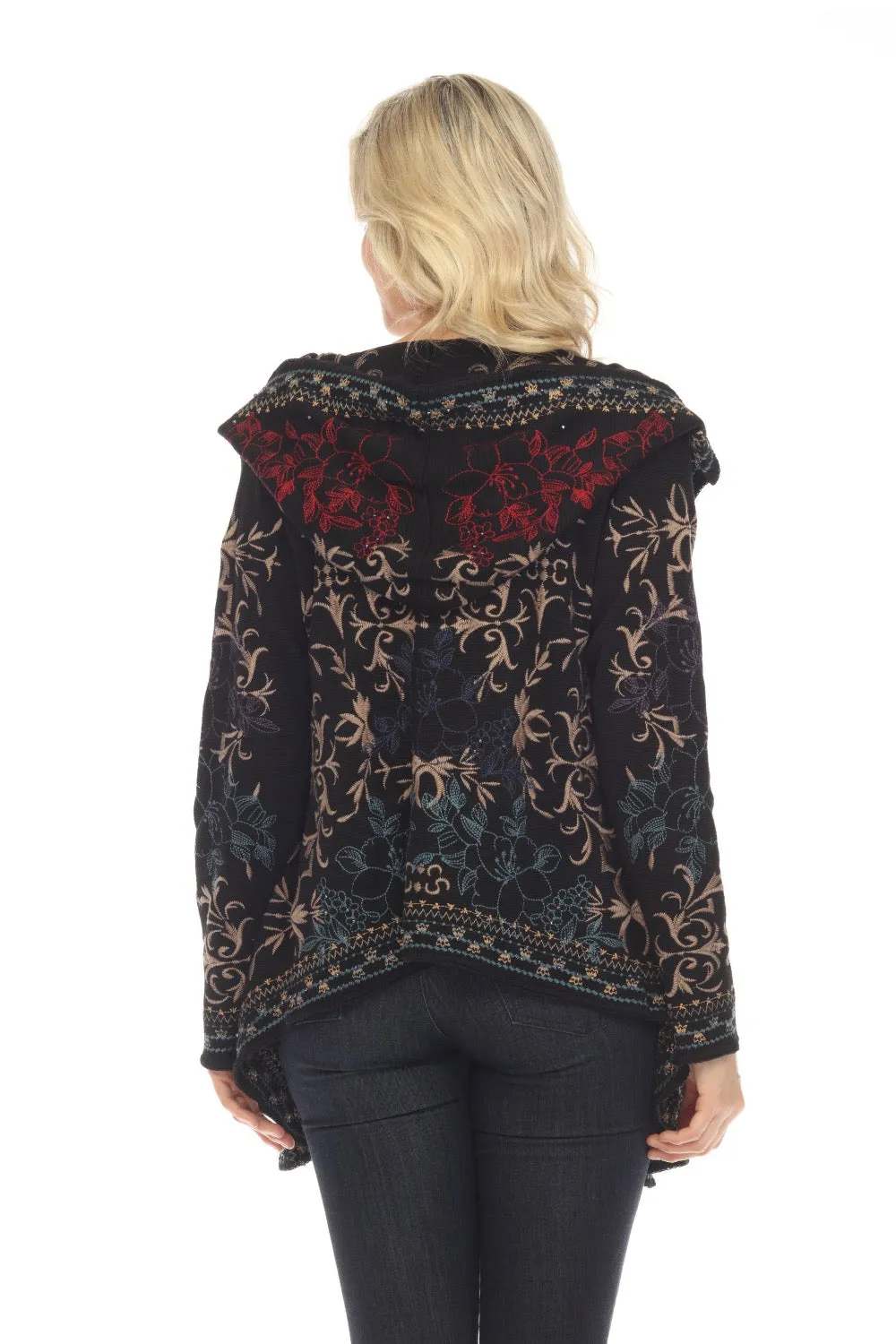 Johnny Was Biya Abbey Embroidered Short Hoodie Boho Chic B54623