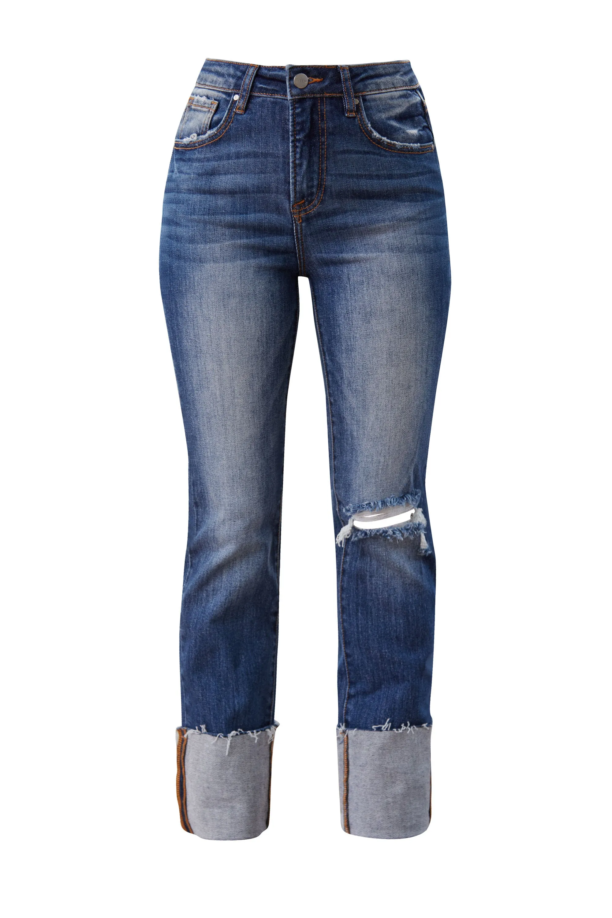 Katherine Dark Wash Cuffed Jeans