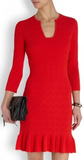 Knit Textured Stretchy Wool Dress