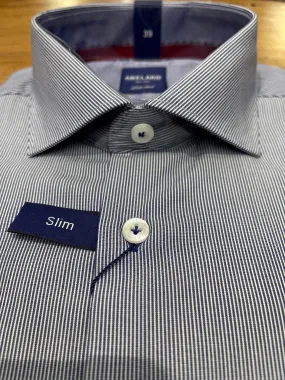 Long Sleeve Business Shirt - Striped - Royal Blue & White