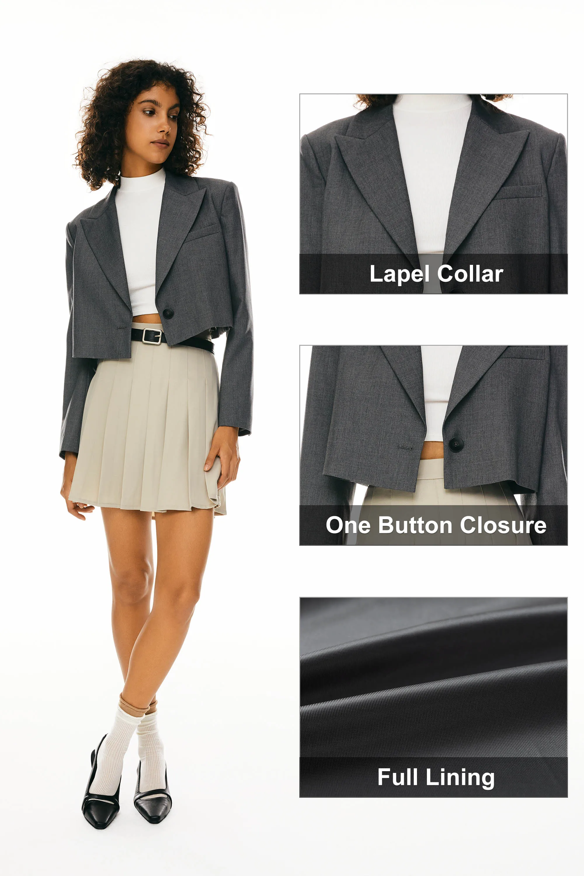 Long Sleeve Cropped Blazer Casual Business