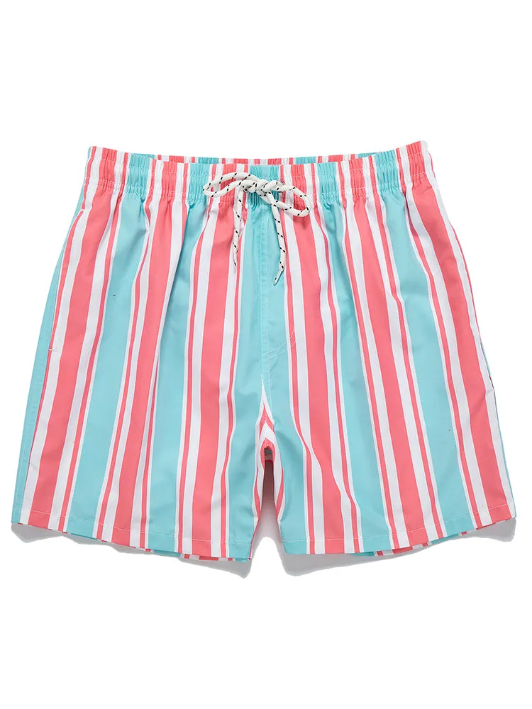 Men's Drawstring Leisure Striped Swim Shorts