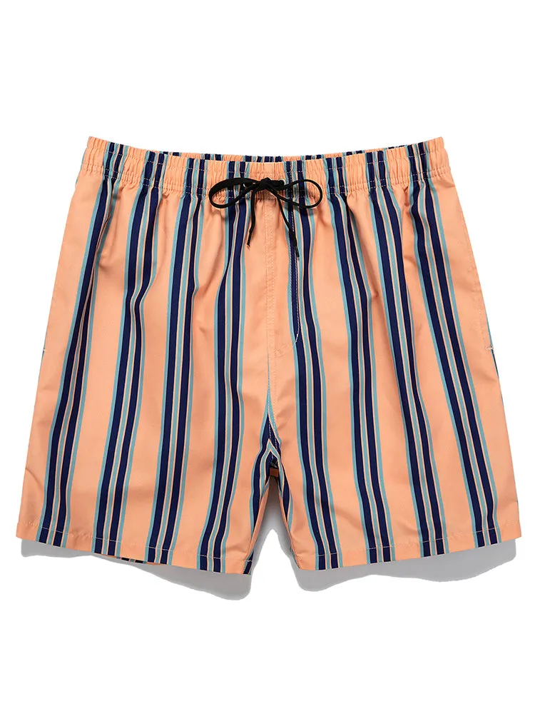 Men's Drawstring Leisure Striped Swim Shorts