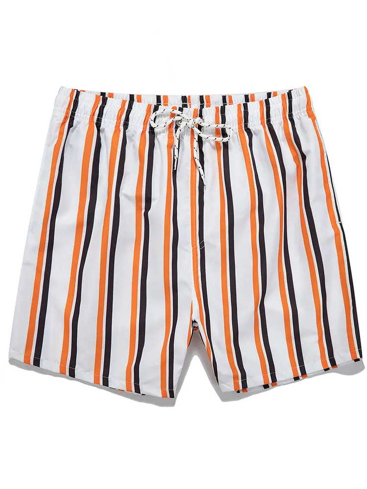 Men's Drawstring Leisure Striped Swim Shorts