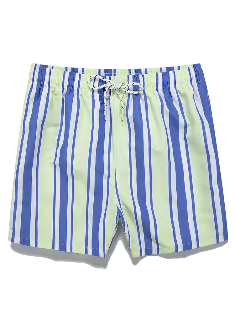 Men's Drawstring Leisure Striped Swim Shorts