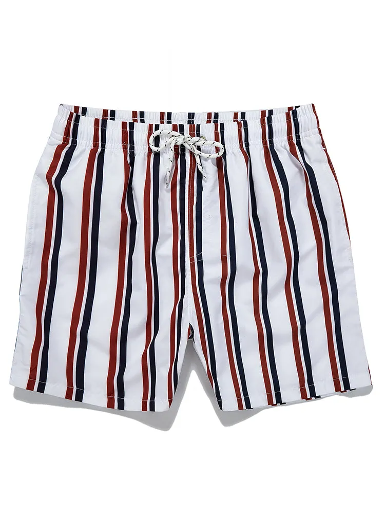 Men's Drawstring Leisure Striped Swim Shorts