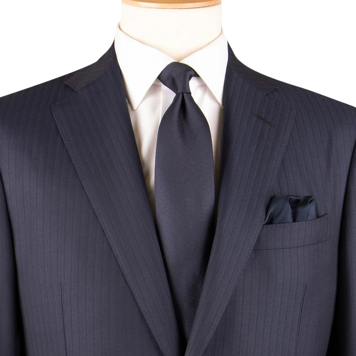 Navy Herringbone Super 160s Merino Wool Suit