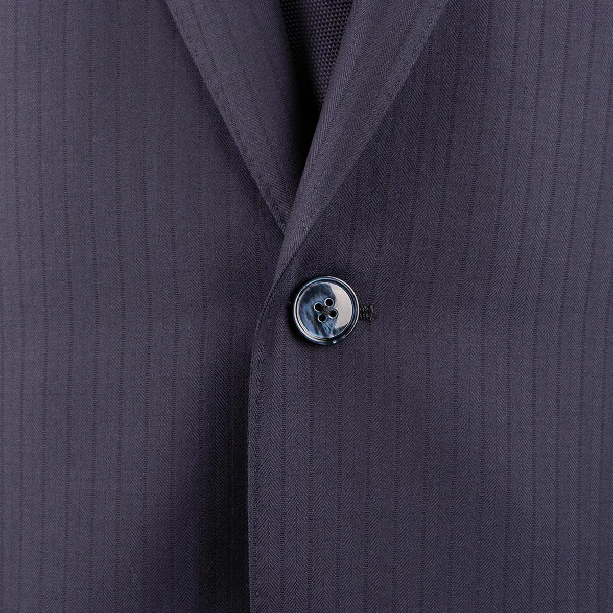 Navy Herringbone Super 160s Merino Wool Suit