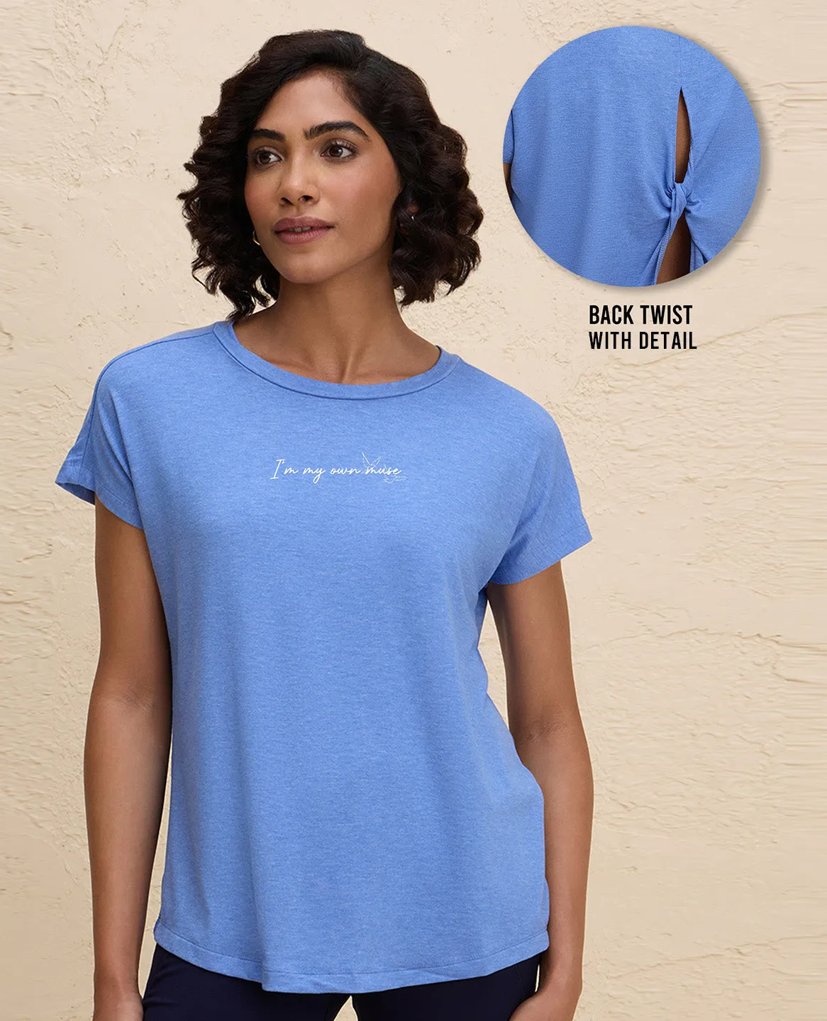 Nykd By Nykaa Super Stylish Back Knot Tee-NYAT279-Blue