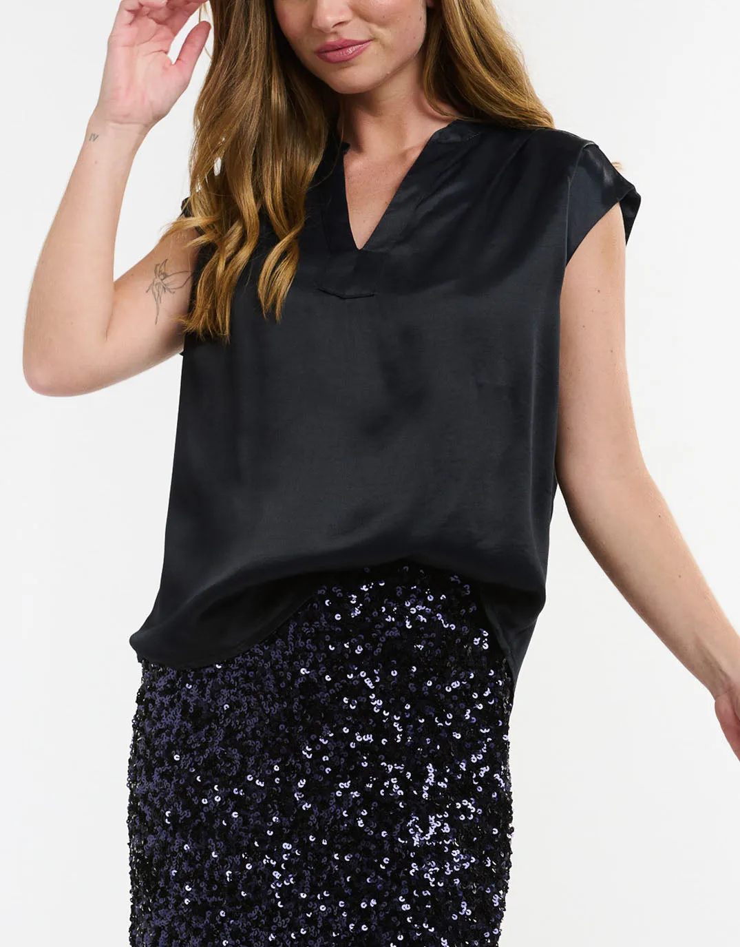 Odette Sleeveless Top - Navy